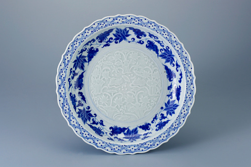 Antique blue and white porcelain plate