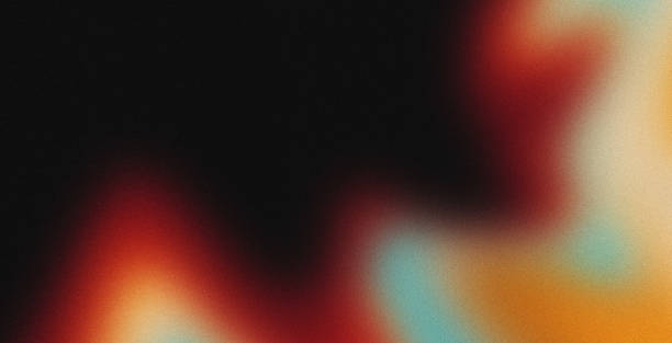 Vibrant rainbow, orange blue teal white psychedelic grainy gradient color flow wave on black background, music cover dance party poster design. Retro Colors from the 1970s 1980s, 70s, 80s, 90s style