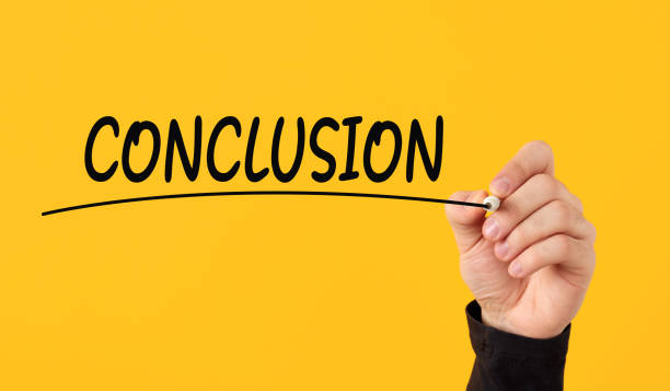 istock Conclusion and final comments. Results analysis. Final decision or end of an event or process. Male hand draws a line under the word conclusion 1658693715