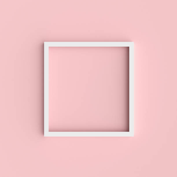 istock White, square shape, blank picture frame hanging on pink wall background. Abstract 3D rendering. Blank mock up frame on a wall. 1658695381