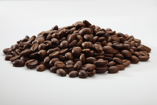 heap of coffee bean on the white background