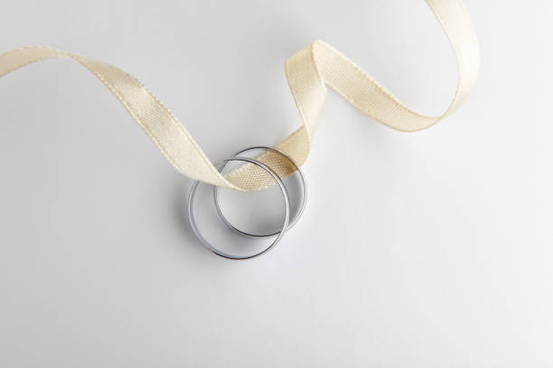 istock pair of wedding rings with ribbon 1658724205