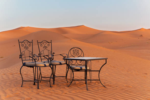 Beautiful chairs and table in the middle of the desert