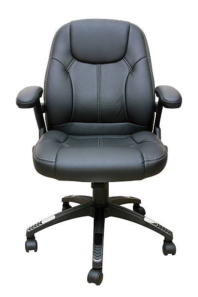 executive-stuhl (clipping path!) - armchair chair leather black stock-fotos und bilder