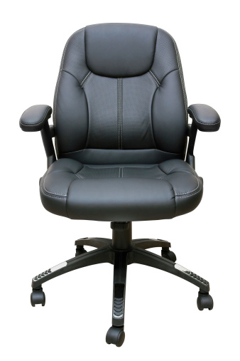 Black executive leather chair isolated on white background.(Clipping Path!)