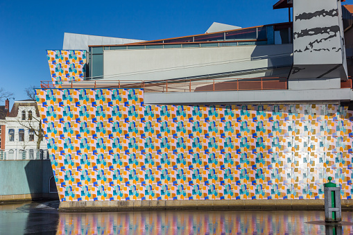 Colorful pattern on the wall of the museum in Groningen, Netherlands