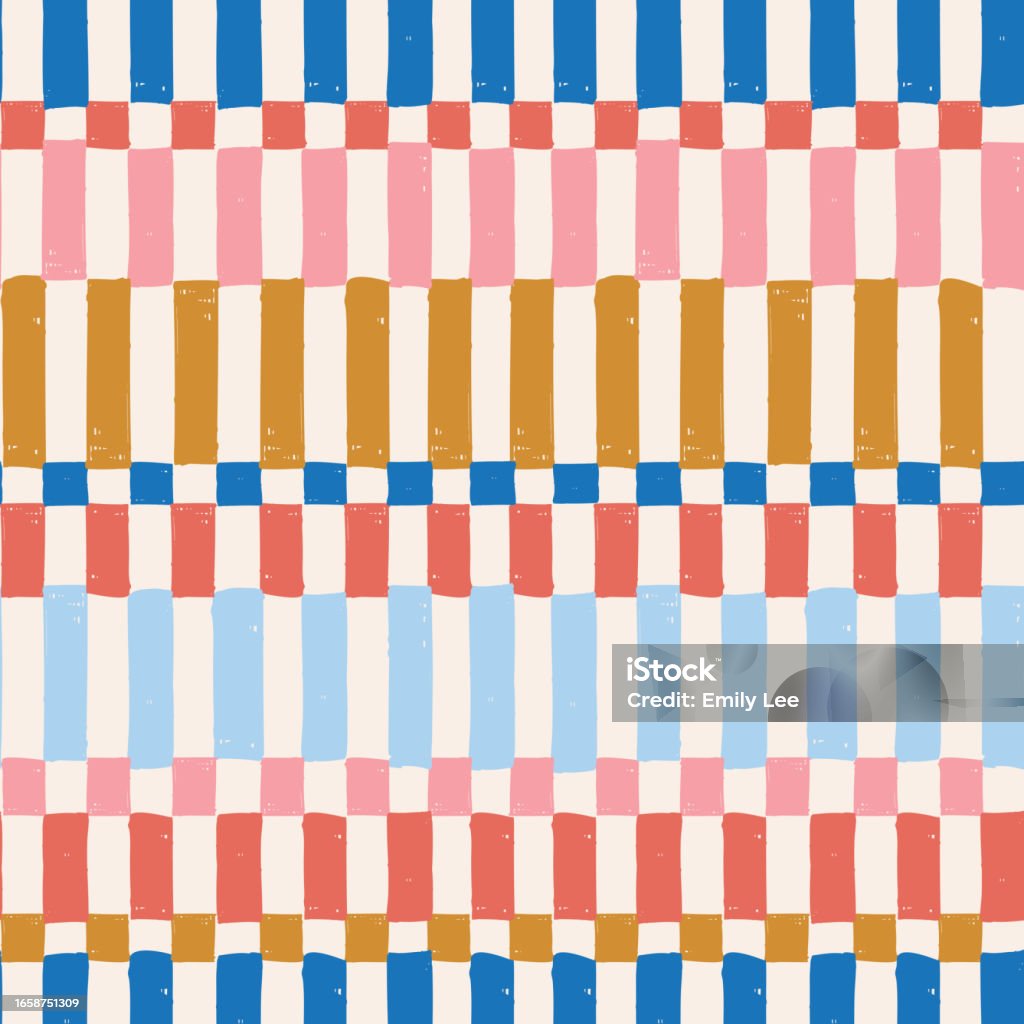 Seamless Repeat Vector Pattern Hand Drawn Grid Checkerboard Check ...