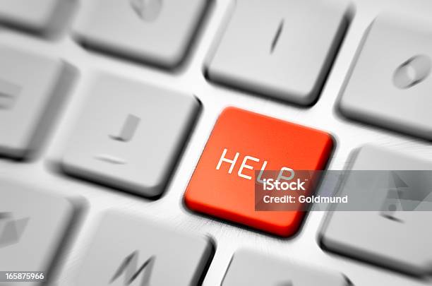 Red Help Key On A Keyboard Stock Photo - Download Image Now - A Helping Hand, Accessibility, Accidents and Disasters