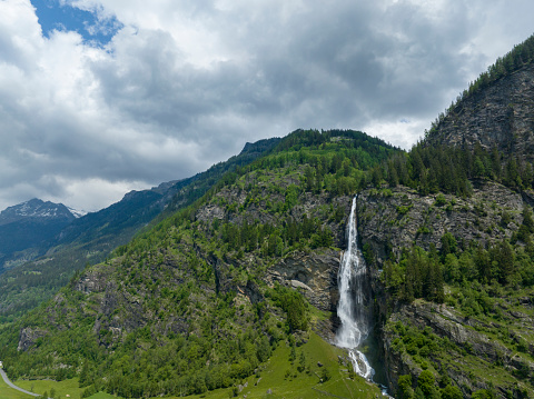 Fallbachfall waterfall highest waterfall in Carinthia located in the Maltatal near Koschach in the region Kärnten Austria during a springtime day.