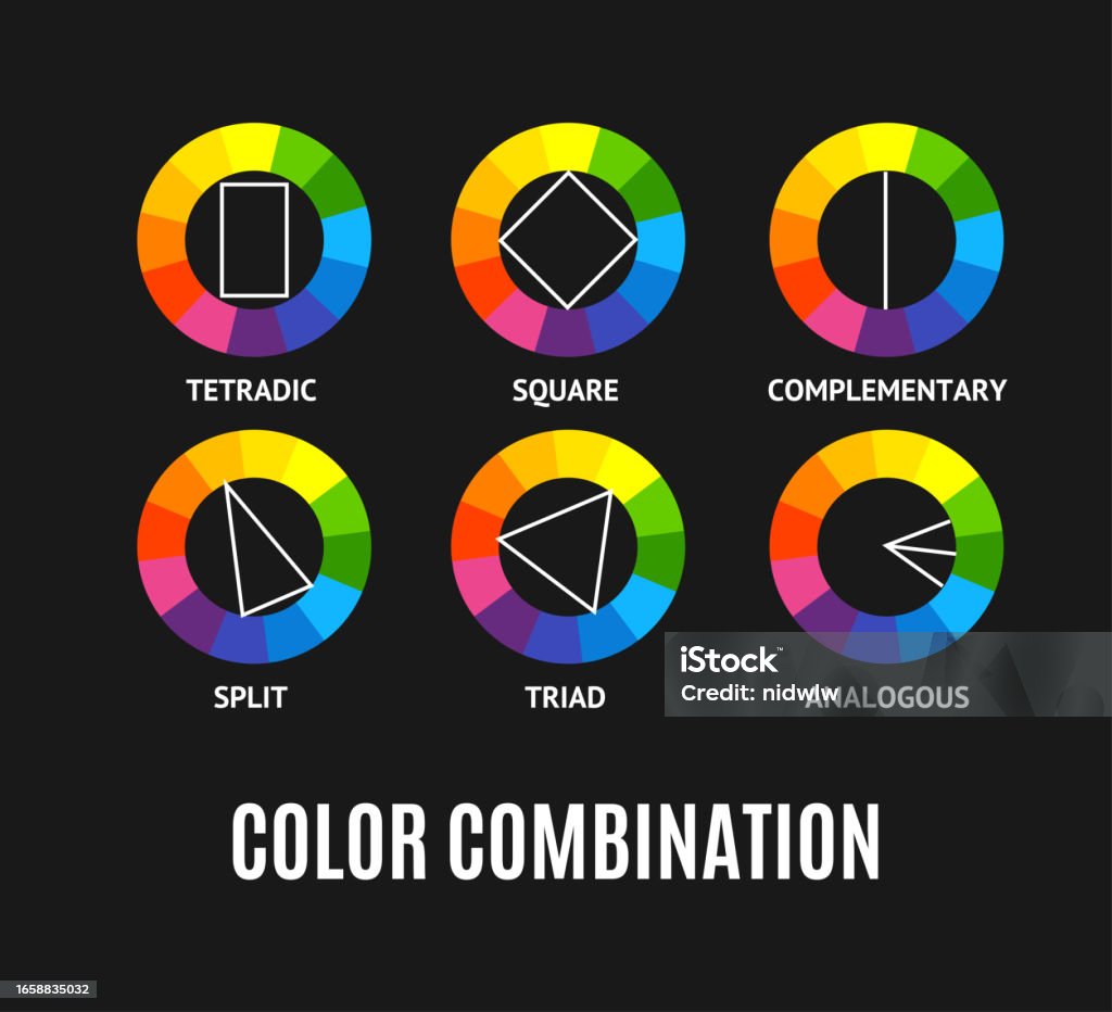 Diff Color Examples Different Color Circle Palette Combinations Set Vector Stock ...