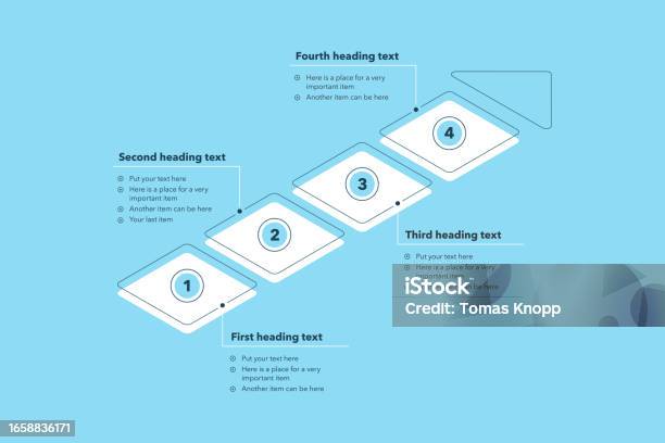 Rectangular Process Infographic Template With Four Steps Blue Version ...