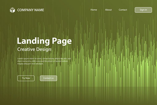 Landing page template for your website. Modern and trendy background. Abstract design with lots of vertical lines and beautiful color gradient, looking like skyline skyscrapers. This illustration can be used for your design, with space for your text (colors used: Green, Brown). Vector Illustration (EPS file, well layered and grouped), wide format (3:2). Easy to edit, manipulate, resize or colorize. Vector and Jpeg file of different sizes.
