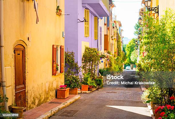 Colorful Street In Town In Provence France Stock Photo - Download Image Now - Grasse, Provence-Alpes-Cote d'Azur, France