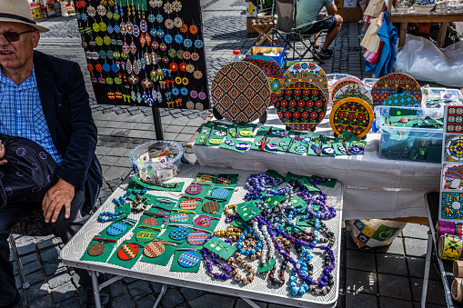 Sibiu City, Romania - 03 September 2023. Traditional Romanian handmade ceramics market at the potters fair from Sibiu, Romania