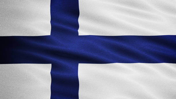 istock Waving Fabric Texture Of Finland National Flag Graphic Background 1658846181
