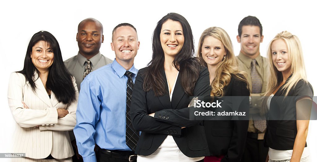 Corporate Team Business team with female leader in foreground 30-34 Years Stock Photo