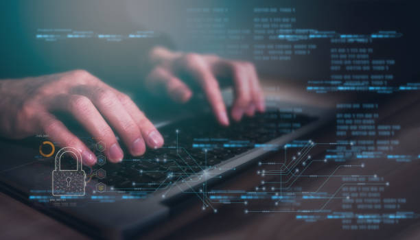 istock Hand typing on laptop keyboard with padlock in concept of cyber security internet privacy data protection business and financial data, personal information on digital devices, data governance 1658862505
