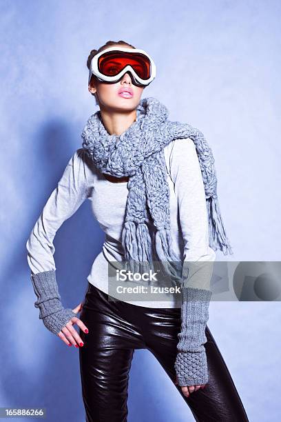 Fashion Skier Winter Portrait Stock Photo - Download Image Now - Snow, Fashion, Glamour