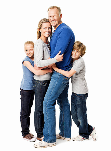 istock Family of Four Posing Affectionately - Isolated 165886330