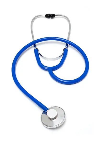 Photo of Blue Stethoscope isolated on white background