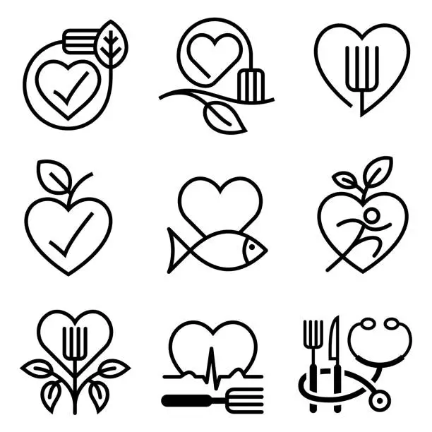 Vector illustration of Healthy Eating Icons