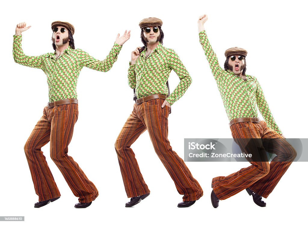 70 s green vintage Chica con baile presenta Aislado en blanco - Foto de stock de Retro libre de derechos