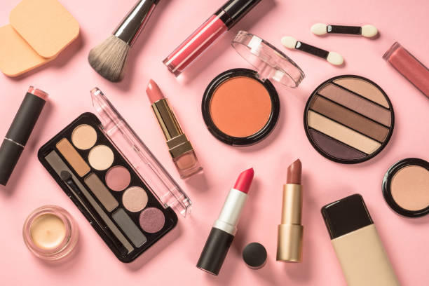 istock Make up products at pink background top view. 1658893212