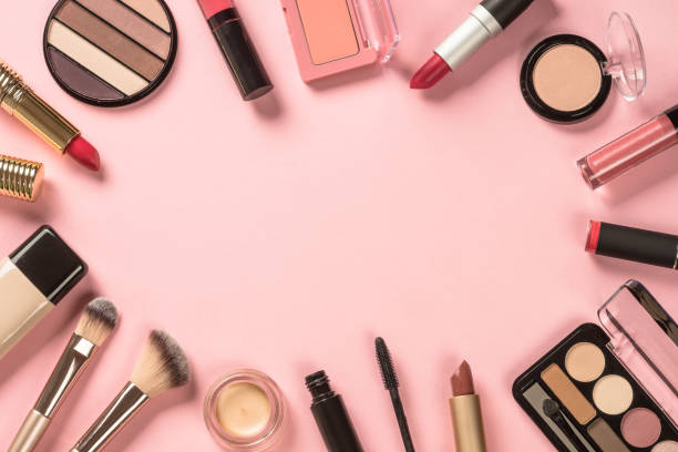 istock Make up products at pink background top view. 1658893213