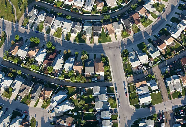 Photo of Aerial of Urban Neighbourhood with Residential Community