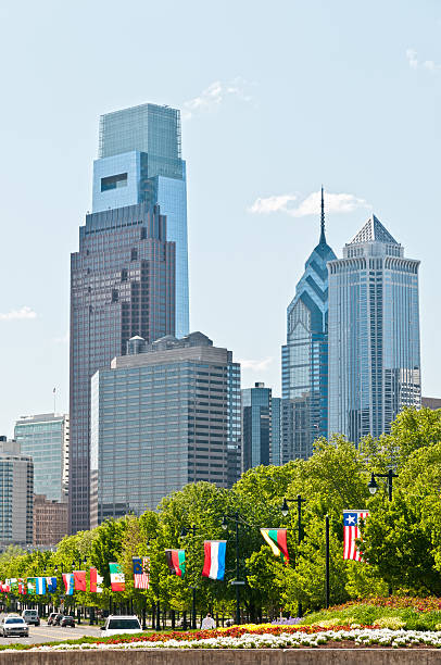 Philadelphia marco-Benjamin Franklin Parkway - foto de acervo