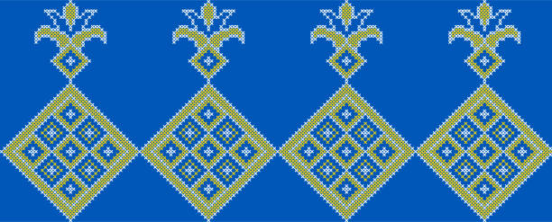 istock Vector illustration of Ukrainian ornament in ethnic style, identity, vyshyvanka, embroidery for print clothes, websites, banners. Background. Geometric design, border, copy space, frame 1658907073