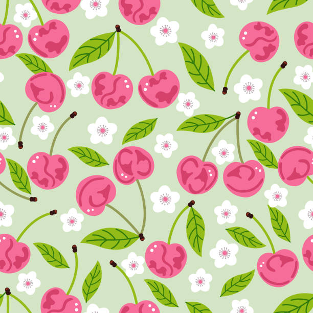 Cherry seamless pattern . vector art illustration