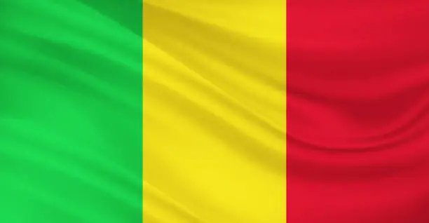Flag of Mali Flying in the Air