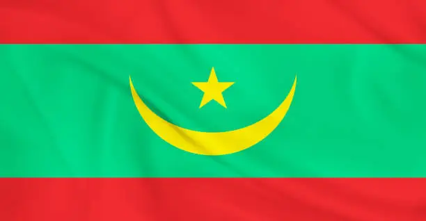 Flag of Mauritania Flying in the Air