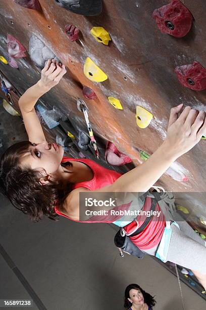 Indoor Rock Climbing Stock Photo - Download Image Now - 14-15 Years, 40-44 Years, 40-49 Years