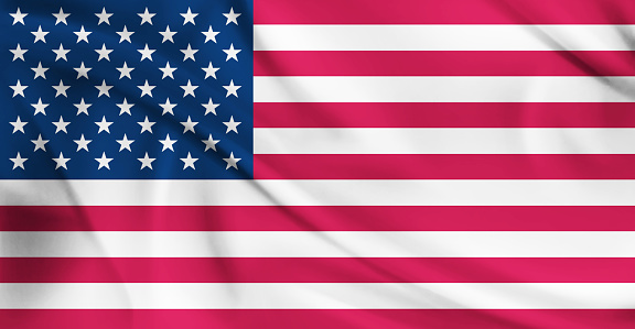 Flag of USA Flying in the Air