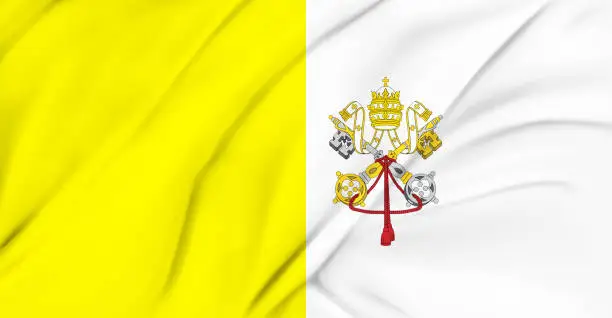 Flag of Vatican City Flying in the Air