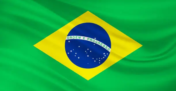 Flag of Brazil Flying in the Air