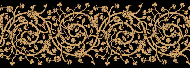 美しいエレガンスウズベキスタン花柄シームレスボーダー - tracery点のイラスト素材／クリップアート素材／マンガ素材／アイコン素材