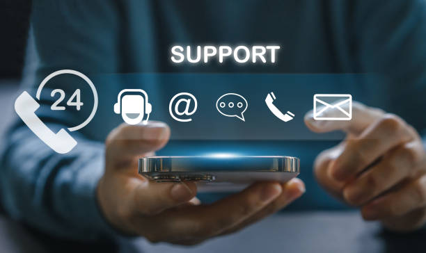 istock Hand call center 24 support services, contact us, email, address, operator, customer, suppor, phone agen, live chat, worldwide nonstop, customer support hotline.Care and consulting client 24hr 1658931395