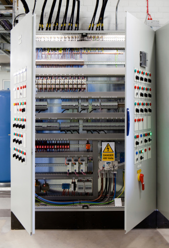 Electronics control systems cabinets in industry.