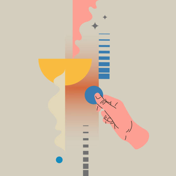 istock Modern geometric composition of various shapes. Illustration for design. A persons hand holds a geometric figure. 1658937075