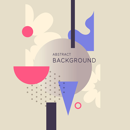 Background in a modern trendy style. Poster with simple flat organic shapes, geometric shapes and lines. Vector illustration.