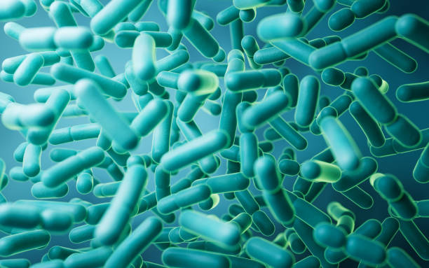 istock Large groups of germs with green background, 3d rendering. 1658937321