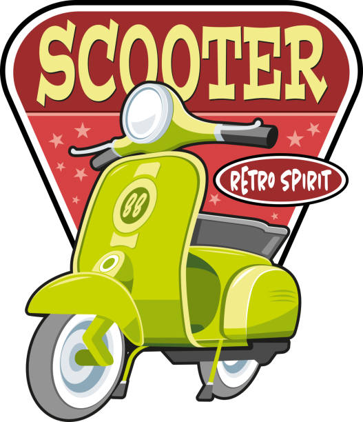 Easy editable retro scooter vector illustration...Elements was layered.