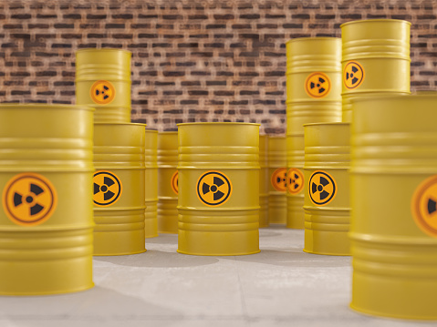 Radioactive Waste Barrels. 3D Render