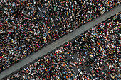 Aerial shot of people at a concert
