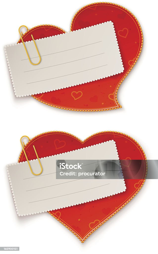 Love notes Vector illustration of two red heart-shaped love notes. Attached stock vector