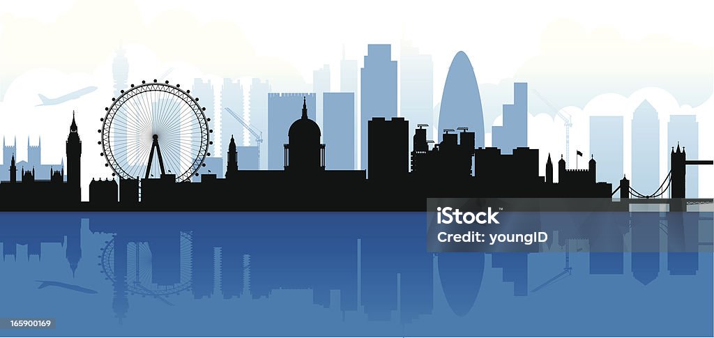 London Skyline силуэт - Векторная графика Лондонский Глаз роялти-фри