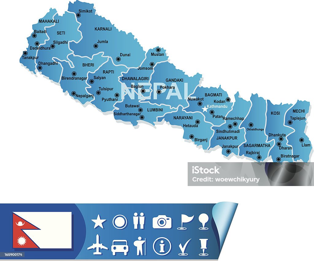 Непал карта - Векторная графика Азия роялти-фри